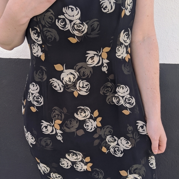 Laura Ashley 90s black silk floral maxi dress - Picture 4 of 5